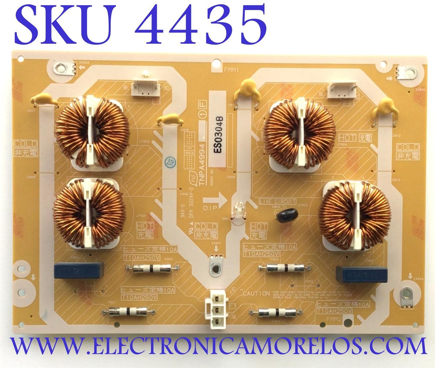 TARJETA (F) PARA TV PANASONIC / NUMERO DE PARTE TNPA4994 / ES0304B / PANEL MC216F30F12 / MODELO TH-85PF12U